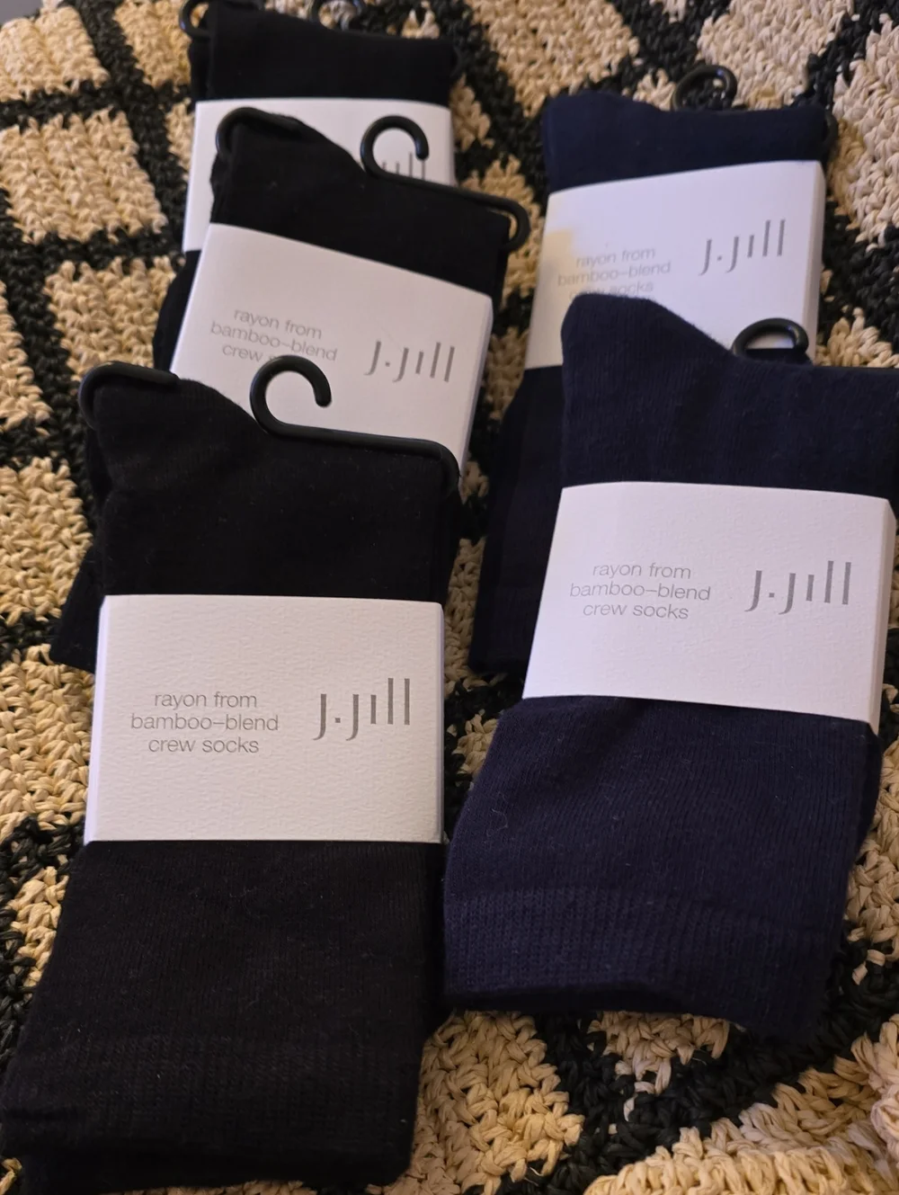 J. Jill Rayon From Bamboo-Blend Crew Socks — Black & Navy (Pack 5)